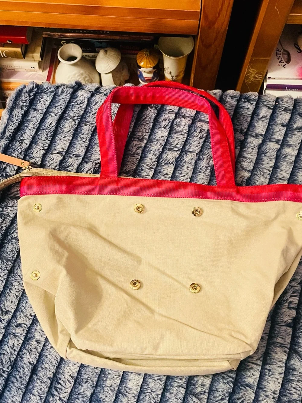 kate spade Cream Tote with Pink Trim and Handles